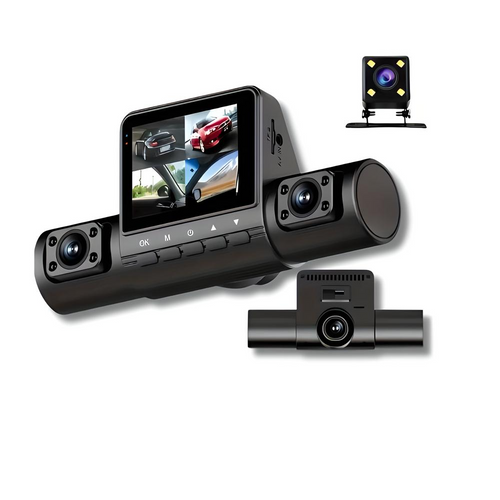 360Guard Pro Dashcam 3 canaux | 1080P HD avant, arrière et intérieure