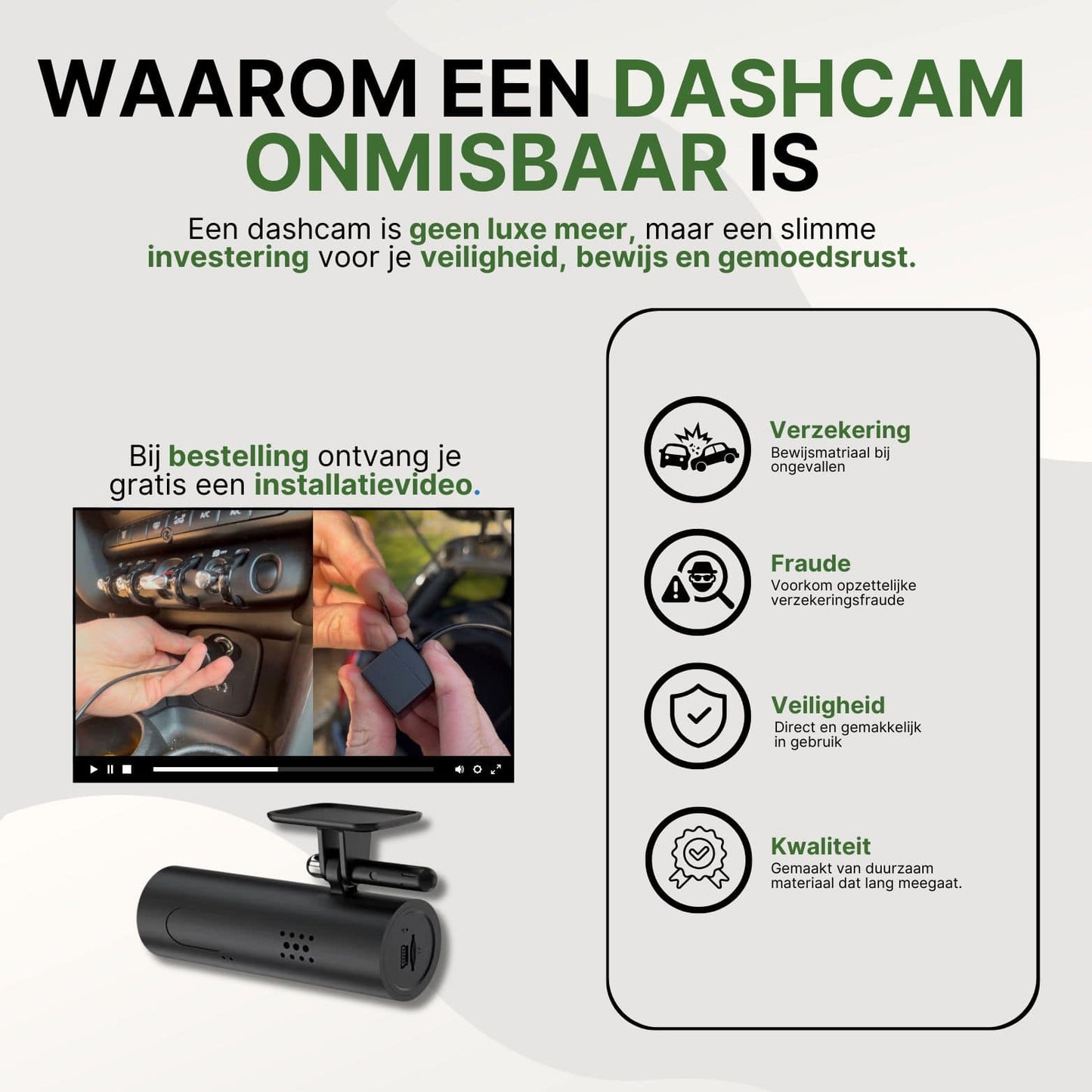 Explication pourquoi une dashcam comme la VoiceGuard Pro est indispensable – avantages tels que assurance, prévention de la fraude, sécurité et qualité avec vidéo d'installation