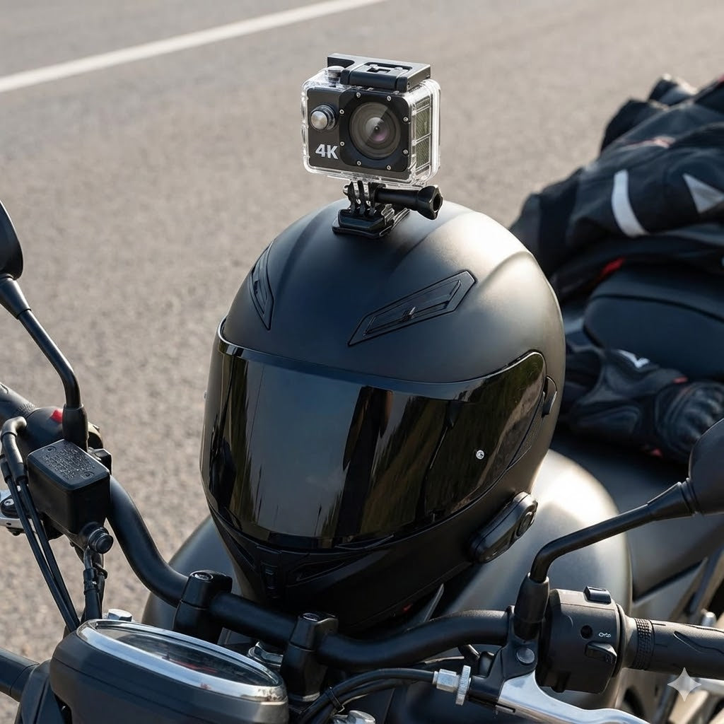 Action camera op motor helm