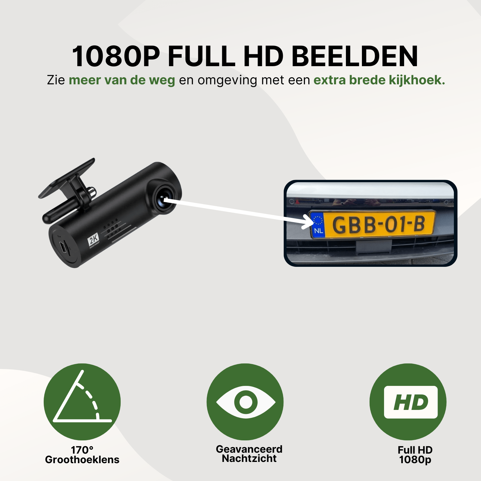 VoiceGuard Pro dashcam avec image Full HD 1080p, objectif grand angle 170° et vision nocturne avancée pour un enregistrement net des plaques d'immatriculation.
