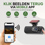 GuardianView Pro dashcam avec wifi et application mobile, qui vous permet de regarder des images en direct, de revenir facilement en arrière, de sauvegarder et de partager via votre smartphone.