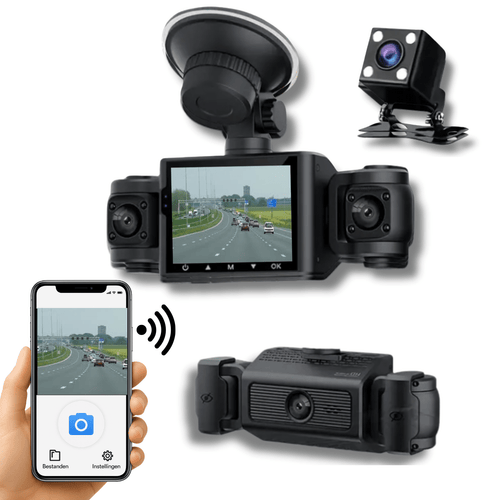 VisionEdge™ Dashcam Full HD 360° avec Wifi, Vision nocturne & Connexion App